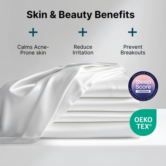 ucalyptus-infused bamboo sheets with skin and beauty benefits, ideal for sensitive skin and hair care. Hypoallergenic and antibacterial bedding made from organic bamboo viscose.