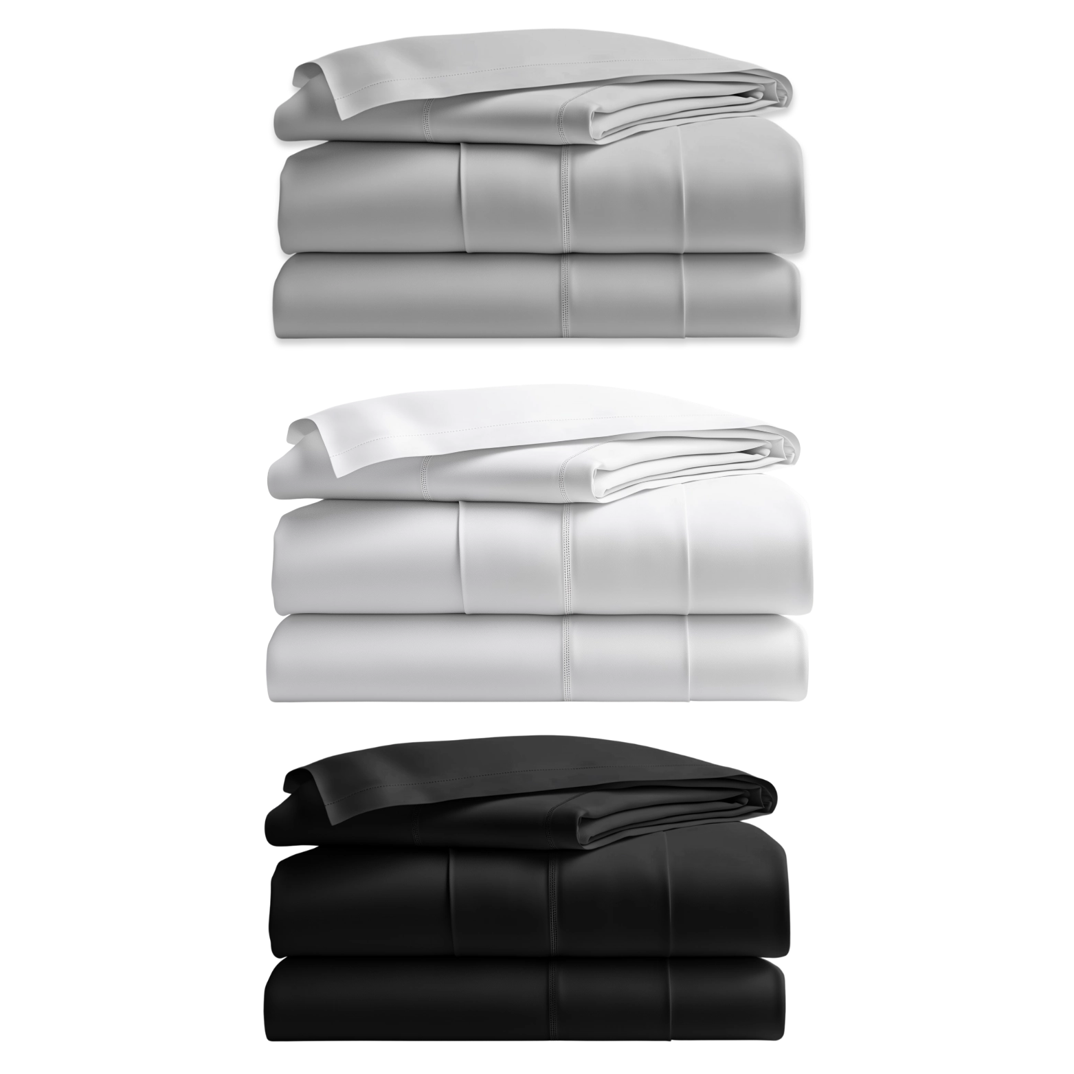 Layer your life with softness, serenity, and style. Our eucalyptus-infused bamboo sheets come in three essential hues — Pure Black, Classic White, and Tranquil Grey — designed to elevate any bedroom.
Naturally cooling, skin-friendly, and crafted for deep, uninterrupted rest.

Choose your shade. Sleep your way.